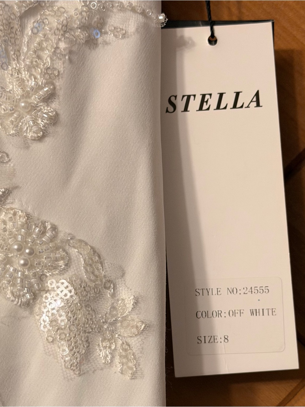 Stella Couture Style 24555 Wedding Dress Size 8 Train Mermaid Style Off Shoulder - Picture 5 of 13